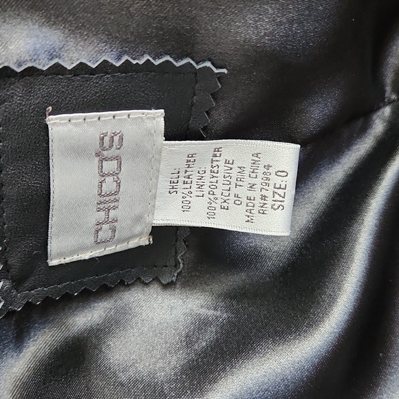Chicos Leather Jacket sz 0 - Picture 5 of 6